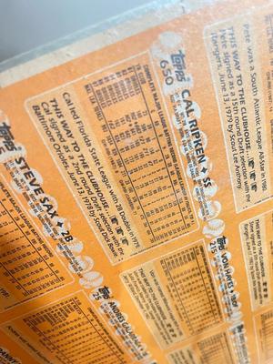 LOT 262Y: 1988 Topps Baseball Cards Uncut Sheet