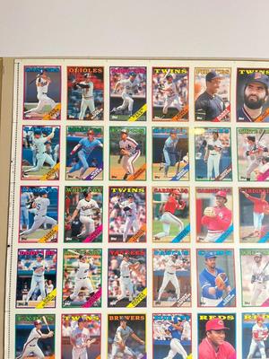 LOT 262Y: 1988 Topps Baseball Cards Uncut Sheet