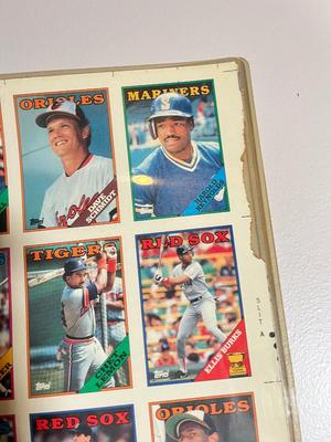 LOT 262Y: 1988 Topps Baseball Cards Uncut Sheet