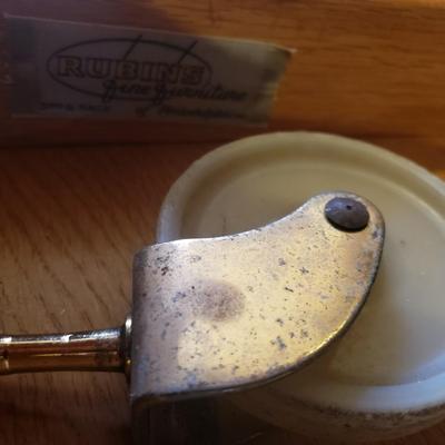 LOT 301B: MCM Sideboard/Console Table with Brass Rings & Glass Top