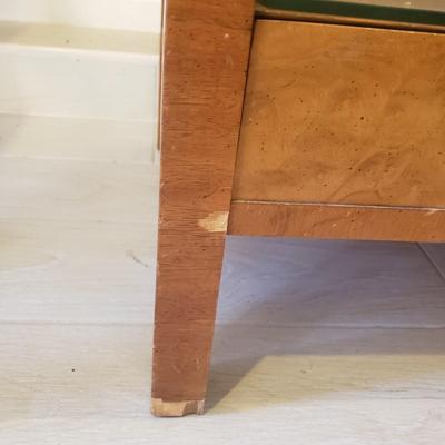 LOT 301B: MCM Sideboard/Console Table with Brass Rings & Glass Top