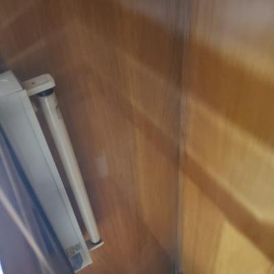 LOT 302B: MCM Hutch with Brass Rings & Inlaid Starburst Pattern