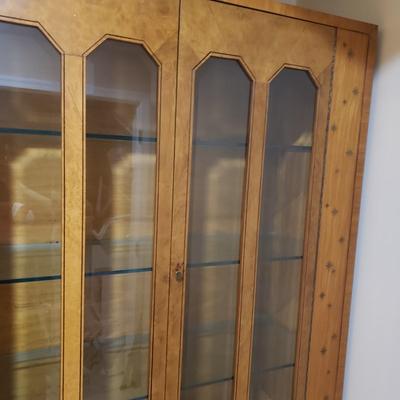 LOT 302B: MCM Hutch with Brass Rings & Inlaid Starburst Pattern