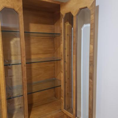 LOT 302B: MCM Hutch with Brass Rings & Inlaid Starburst Pattern