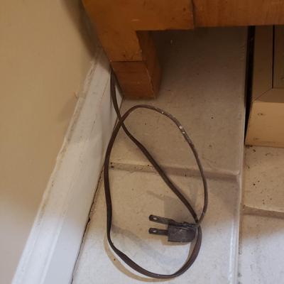 LOT 302B: MCM Hutch with Brass Rings & Inlaid Starburst Pattern