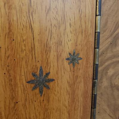 LOT 302B: MCM Hutch with Brass Rings & Inlaid Starburst Pattern