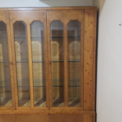 LOT 302B: MCM Hutch with Brass Rings & Inlaid Starburst Pattern