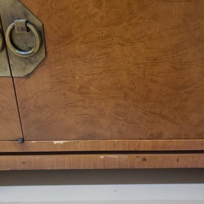 LOT 302B: MCM Hutch with Brass Rings & Inlaid Starburst Pattern