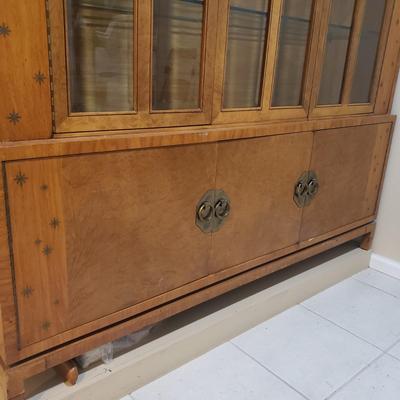 LOT 302B: MCM Hutch with Brass Rings & Inlaid Starburst Pattern