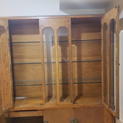 LOT 302B: MCM Hutch with Brass Rings & Inlaid Starburst Pattern