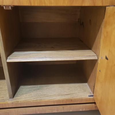 LOT 302B: MCM Hutch with Brass Rings & Inlaid Starburst Pattern