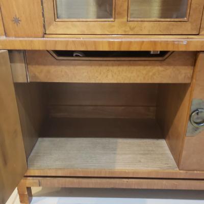 LOT 302B: MCM Hutch with Brass Rings & Inlaid Starburst Pattern