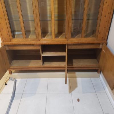 LOT 302B: MCM Hutch with Brass Rings & Inlaid Starburst Pattern