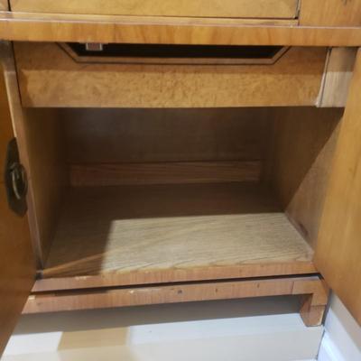 LOT 302B: MCM Hutch with Brass Rings & Inlaid Starburst Pattern