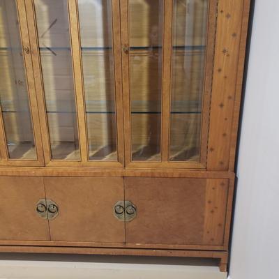 LOT 302B: MCM Hutch with Brass Rings & Inlaid Starburst Pattern