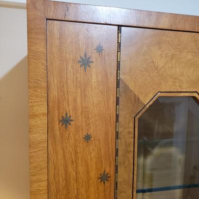 LOT 302B: MCM Hutch with Brass Rings & Inlaid Starburst Pattern