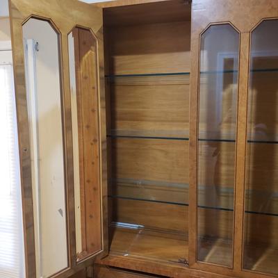 LOT 302B: MCM Hutch with Brass Rings & Inlaid Starburst Pattern