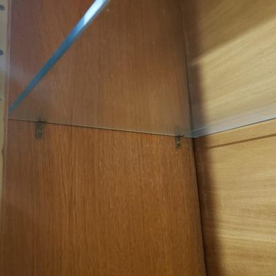 LOT 302B: MCM Hutch with Brass Rings & Inlaid Starburst Pattern