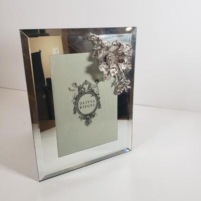 LOT 303B: Art Nouveau Lady Frame, Ornate Grape Leaf Shears, Art Pottery & Olivia Riegel Mirrored Frame