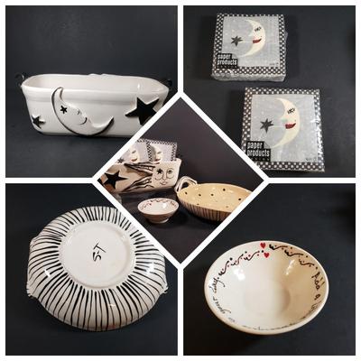 LOT 305B: Collection of Moon & Stars/Black & White Art Pottery