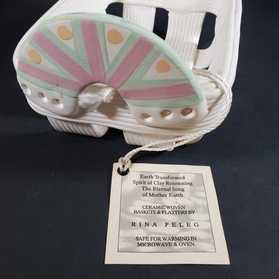 LOT 306B: Art Pottery Baskets, Handmade Signed Frame & Teapot