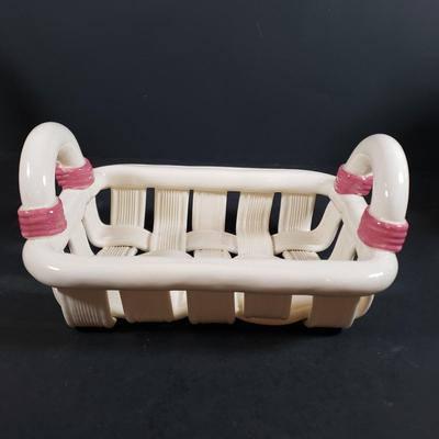 LOT 306B: Art Pottery Baskets, Handmade Signed Frame & Teapot