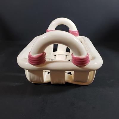 LOT 306B: Art Pottery Baskets, Handmade Signed Frame & Teapot