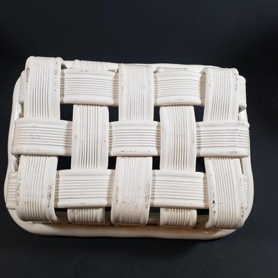 LOT 306B: Art Pottery Baskets, Handmade Signed Frame & Teapot