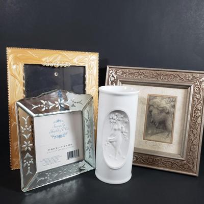 LOT 307B: Rosenthal Germany Porcelain Vase with Collection of Frames