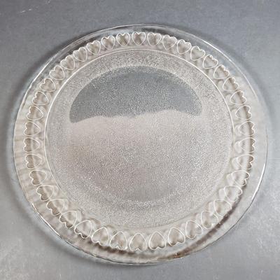 LOT 310B: Corning Ware Broil/Serving Tray & Bakeware, Glass Butter Dish, Artist Signed Folk Art & Heart Rimmed Glass Platters