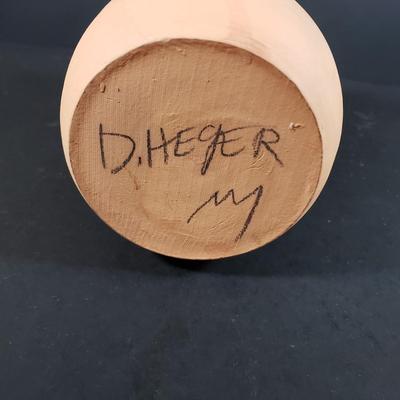 LOT 312B: Signed Terracotta Bow Vase, Arthur Court Fish Platter, Pair of Metal Figural Candle Holders