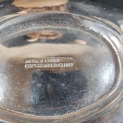 LOT 312B: Signed Terracotta Bow Vase, Arthur Court Fish Platter, Pair of Metal Figural Candle Holders