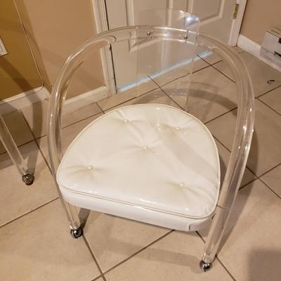 LOT 313B: Set of 4 Lucite Acrylic Rolling Chairs