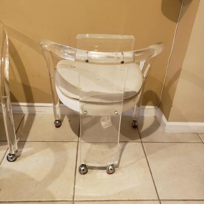 LOT 313B: Set of 4 Lucite Acrylic Rolling Chairs