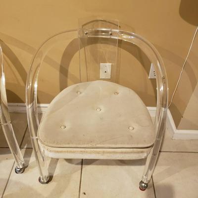 LOT 313B: Set of 4 Lucite Acrylic Rolling Chairs