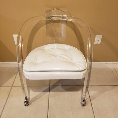 LOT 313B: Set of 4 Lucite Acrylic Rolling Chairs