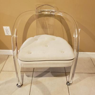 LOT 313B: Set of 4 Lucite Acrylic Rolling Chairs