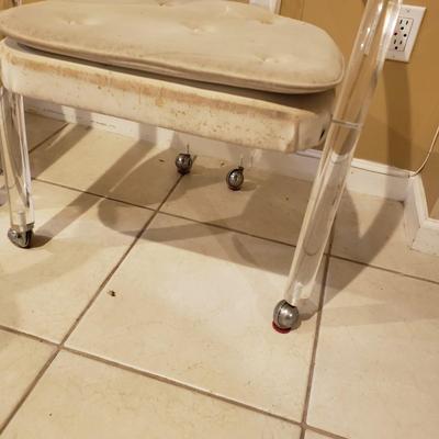 LOT 313B: Set of 4 Lucite Acrylic Rolling Chairs