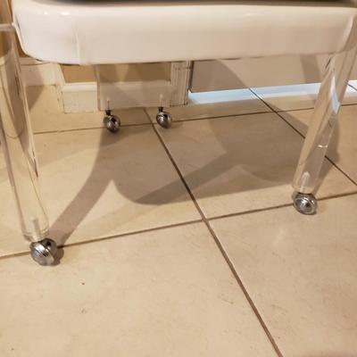 LOT 313B: Set of 4 Lucite Acrylic Rolling Chairs