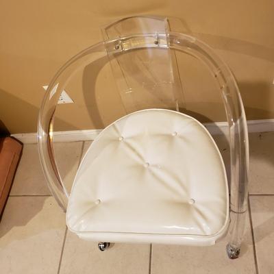LOT 313B: Set of 4 Lucite Acrylic Rolling Chairs
