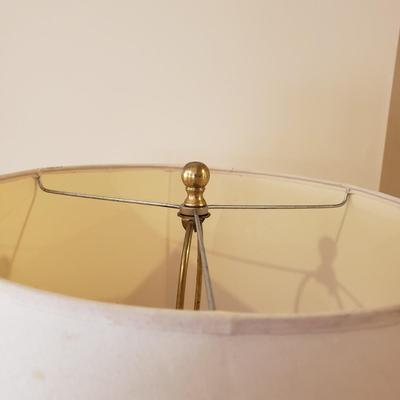 LOT 317B: Vintage Brass Candlestick Lamp & Italian Ceramic Grape Leaf Lamp