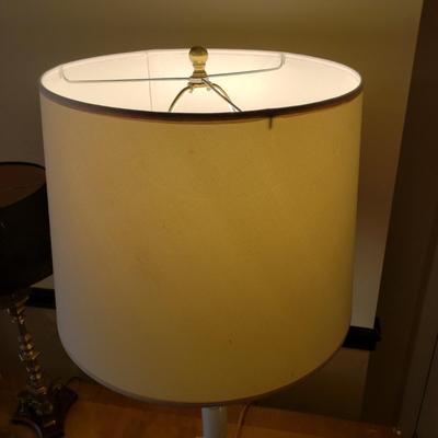 LOT 317B: Vintage Brass Candlestick Lamp & Italian Ceramic Grape Leaf Lamp