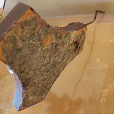 LOT 317B: Vintage Brass Candlestick Lamp & Italian Ceramic Grape Leaf Lamp