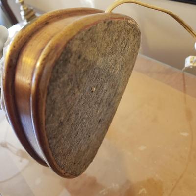 LOT 317B: Vintage Brass Candlestick Lamp & Italian Ceramic Grape Leaf Lamp