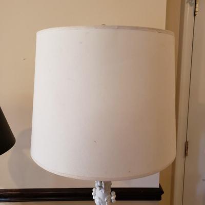 LOT 317B: Vintage Brass Candlestick Lamp & Italian Ceramic Grape Leaf Lamp