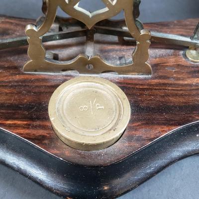 LOT 318B: Vintage Brass & Cast Iron Scales, Brass Table Decor & More