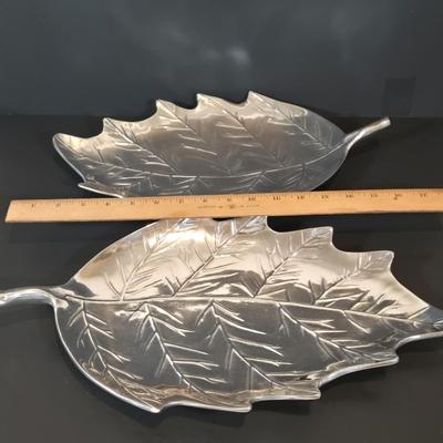 LOT 341B: Two Vintage Mariposa Brillante Silver Leaf Trays. Nick Munro & Co. Hammered Pewter Spice Shaker, Jean Couzon Orfevre Art...