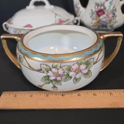LOT 345B: Various Pieces of Flowered China Including Limoges France, Embassy, Nippon, and More