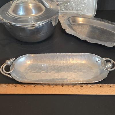 LOT 347B: Multiple Pieces of Pewter. Antique Silver Plate Egg Coddler, Vintage Soup Tureen, and More