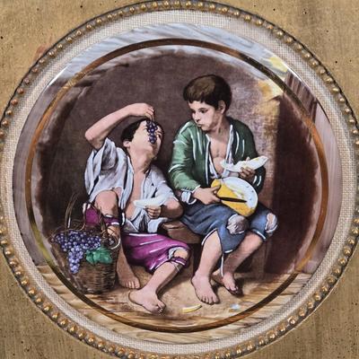 LOT 348B: Vintage Porcelain Hand Enameled Framed Wall Decor